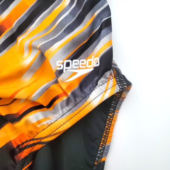 Speedo Power Flex Eco Racing Cut Flyback Swimsuit Orange & Black Size 26 XS - Picture 2 of 10